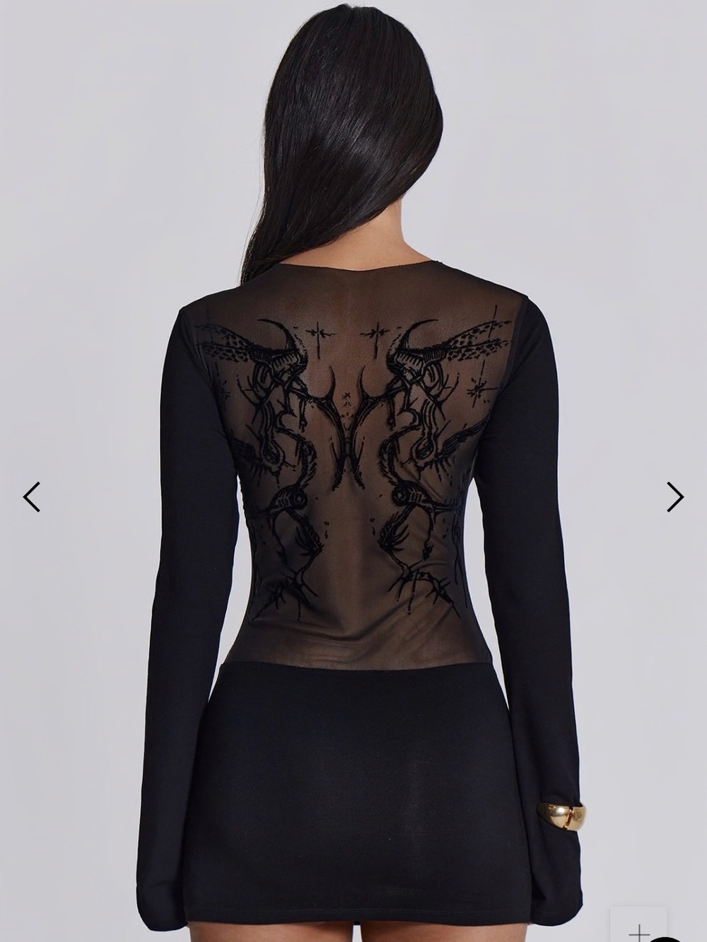 Jaded London Black Wings Mesh Dress